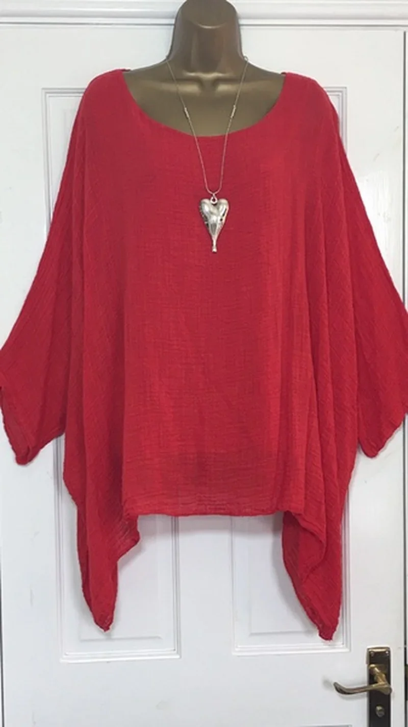 Summer Fashion Women Clothing Batwing Sleeve Solid Color T-shirt Casual Loose O-Neck Sexy Clothes Elegance Blouse Top for Female - Image 2