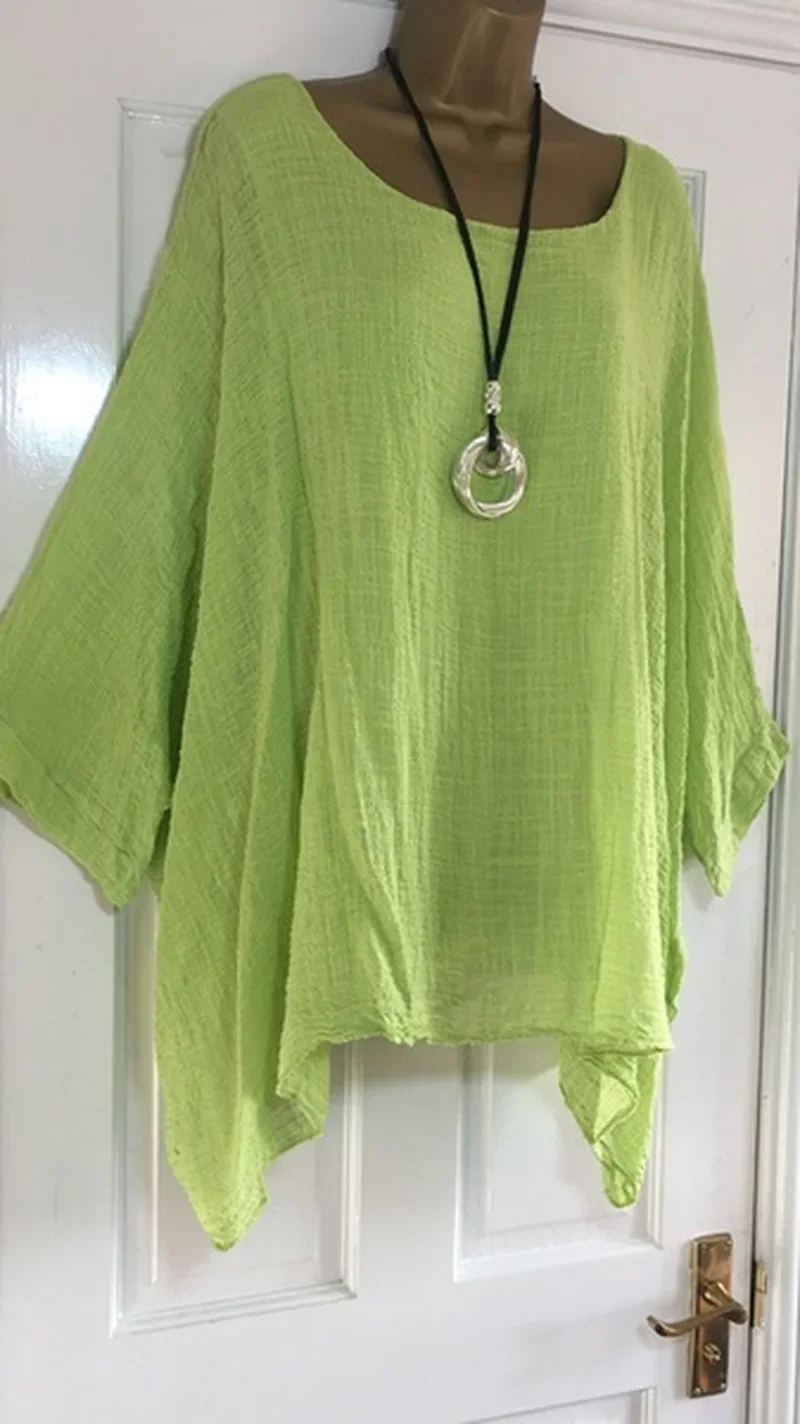 Summer Fashion Women Clothing Batwing Sleeve Solid Color T-shirt Casual Loose O-Neck Sexy Clothes Elegance Blouse Top for Female - Image 4