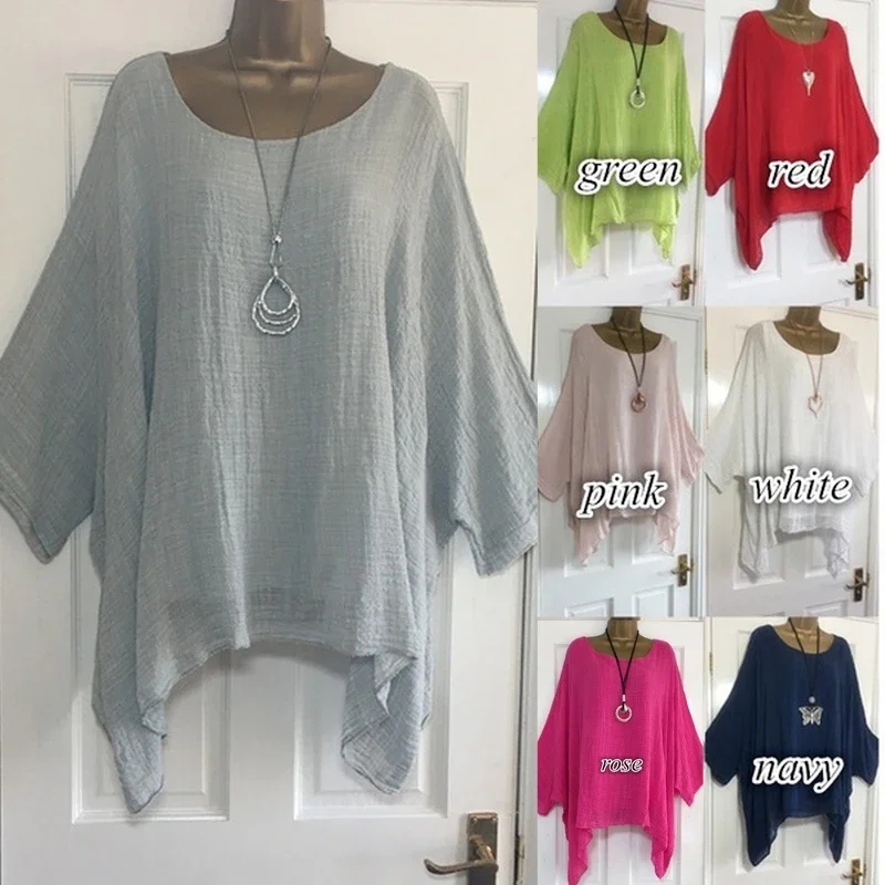 Summer Fashion Women Clothing Batwing Sleeve Solid Color T-shirt Casual Loose O-Neck Sexy Clothes Elegance Blouse Top for Female - Image 3